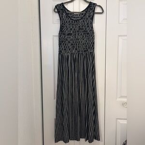 Max Studio Black and White Striped Maxi Dress